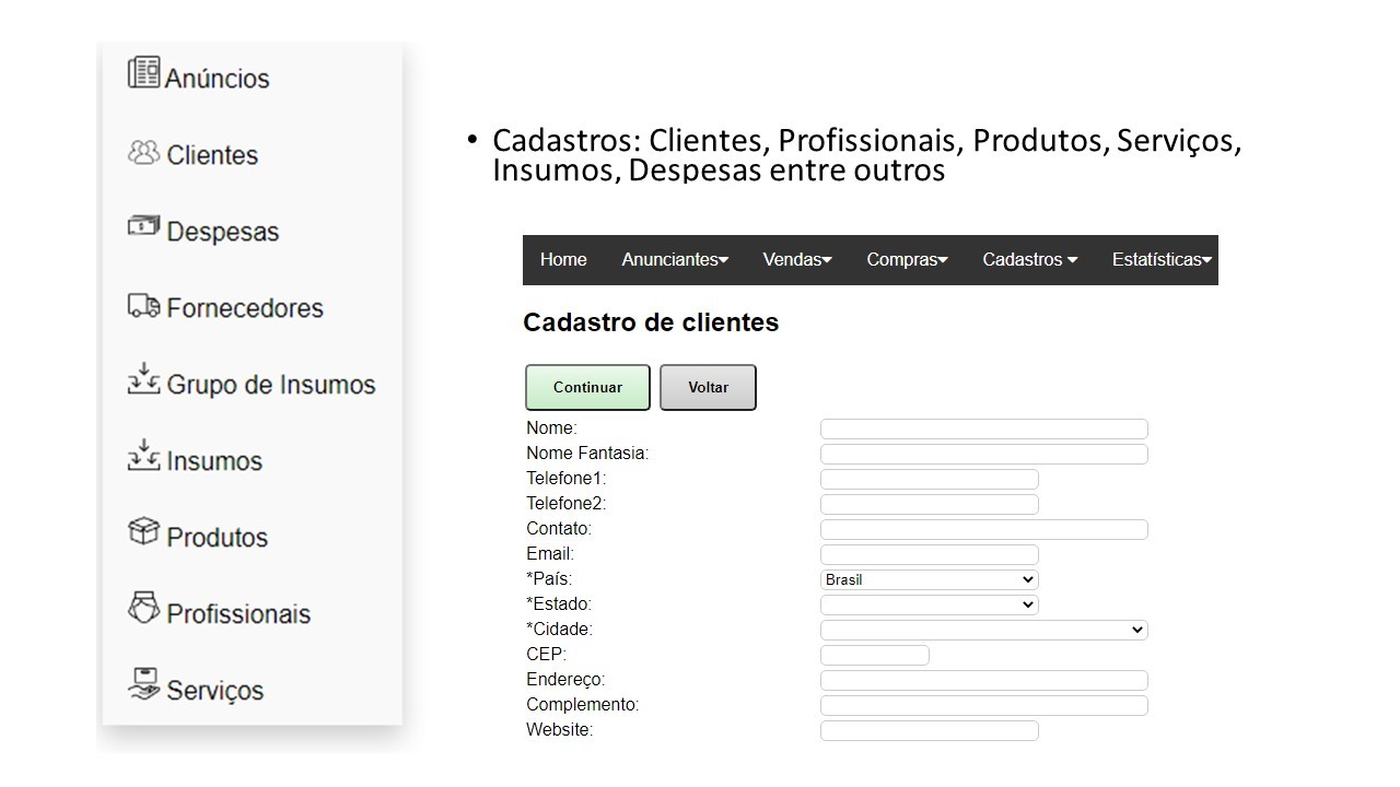 Sistema online para cadastros
