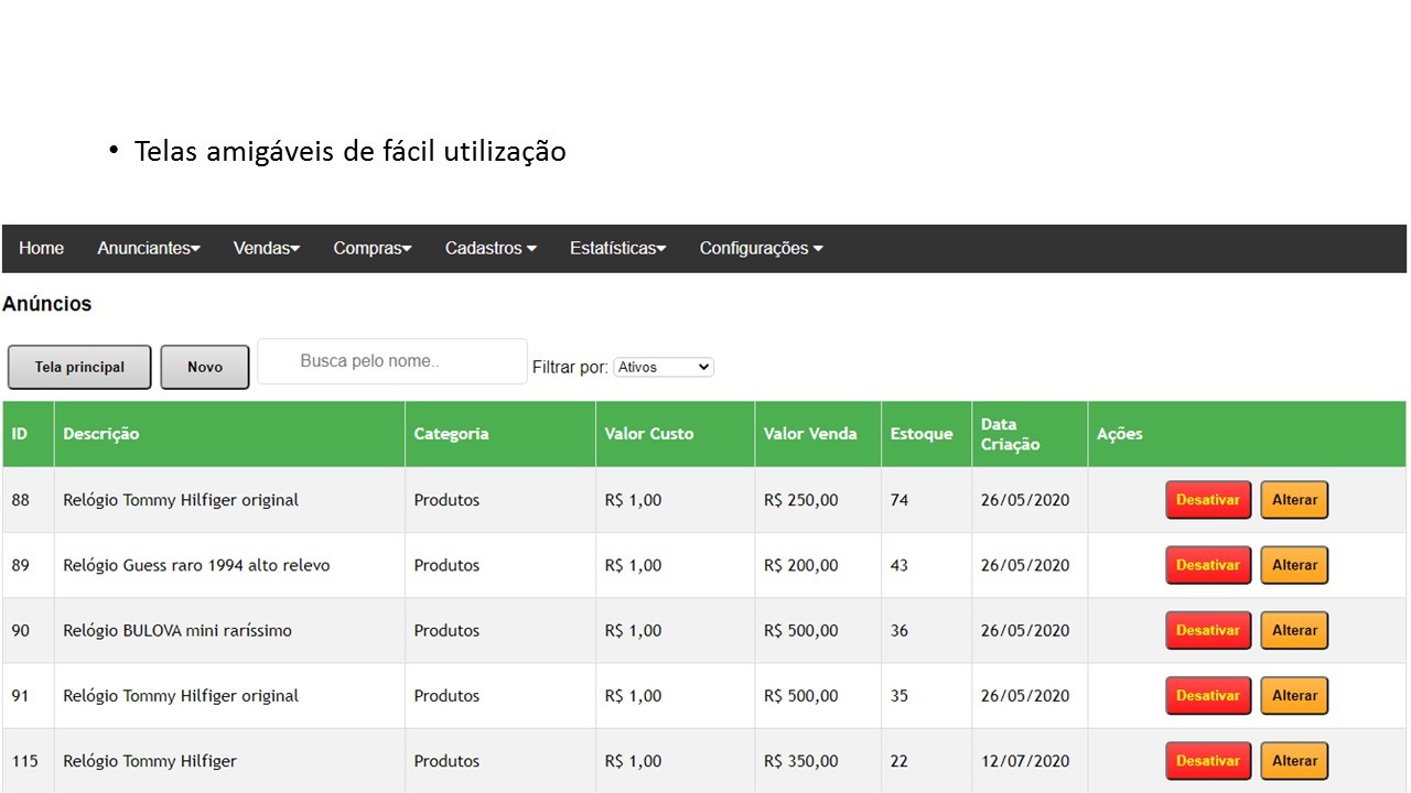 Sistema online para cadastros